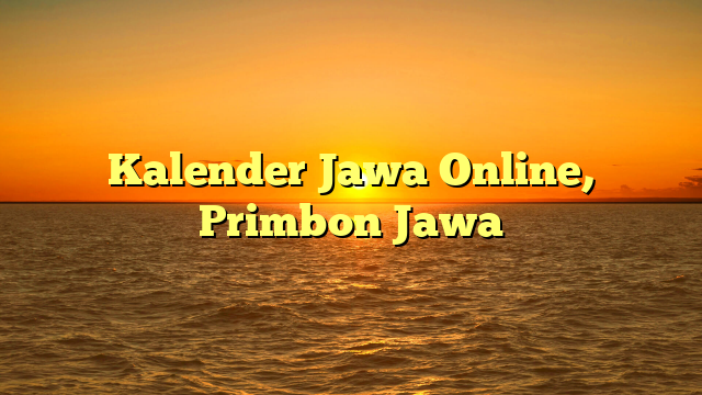 Kalender Jawa Online, Primbon Jawa